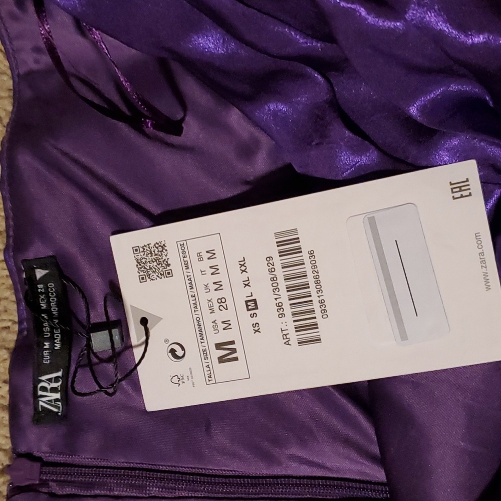 Zara Purple Strapless Ruched Mini Dress - Picture 3 of 4